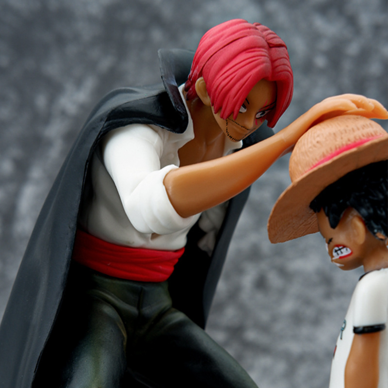 18cm Anime Figure Luffy Shanks Touching Head Model Ornament Action Figure