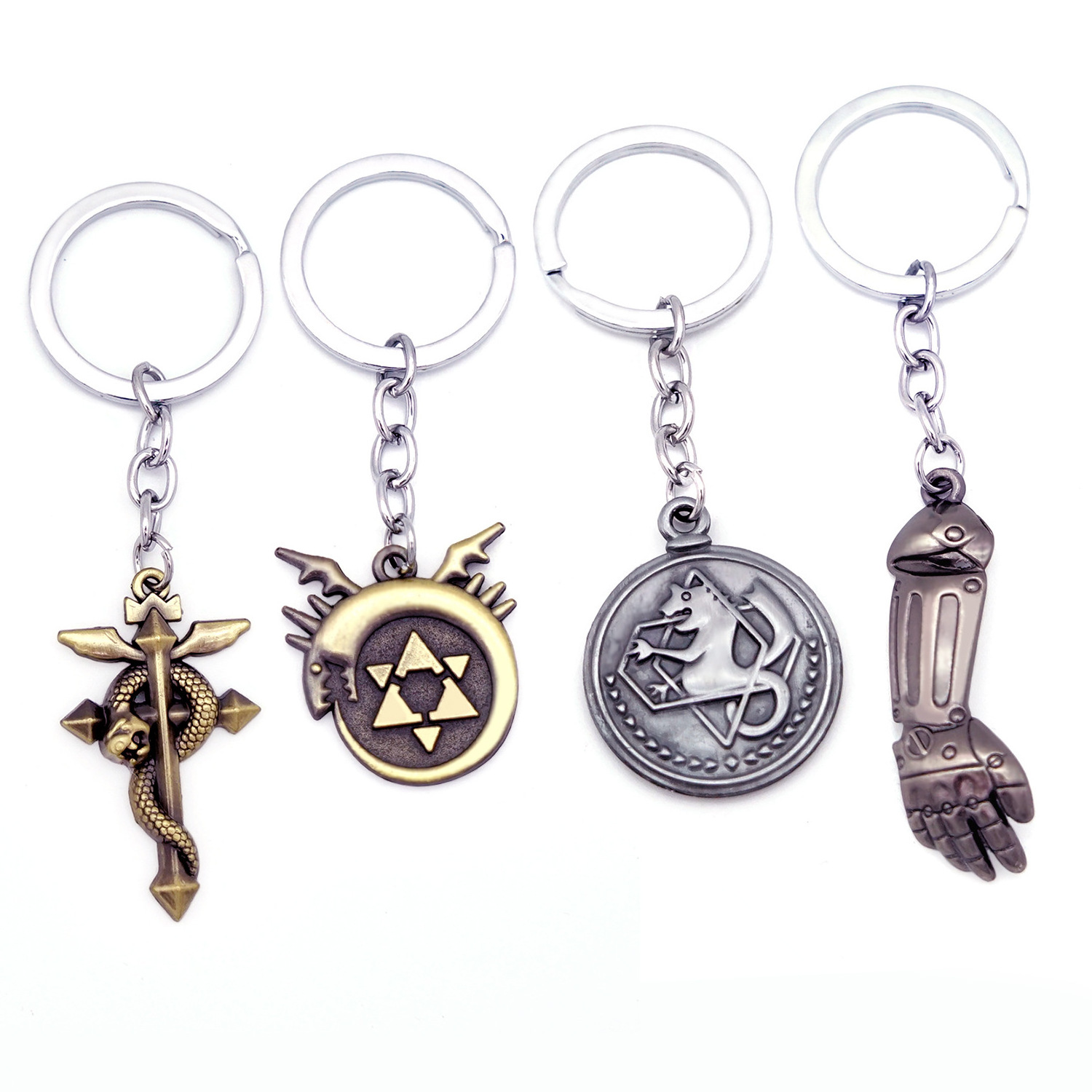 Anime Fullmetal Alchemist Necklace Arm Cross Snake Logo Charm Keychain