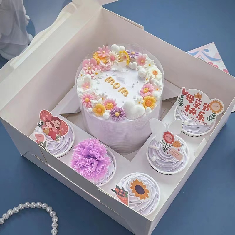 Cup Cake Box Custom Logo Size Paper Folding Wedding Party Transparent Cake Packaging Cupcake Boxes Cake Box with Window