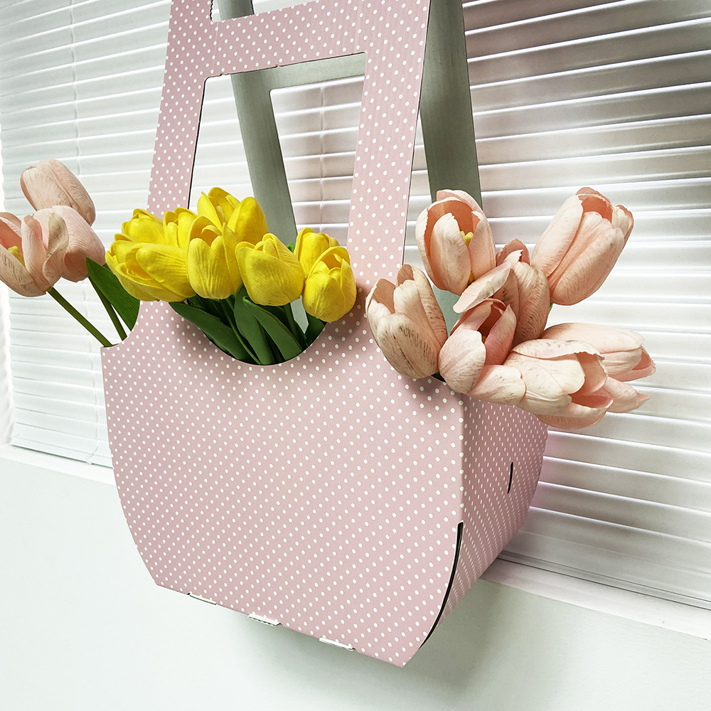 New style Large Decorative Plant And Flower Bouquet Valentines Day Gift Holder Tote Bags Paper Cardboard Corrugated Boxes