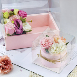 Custom Size Clear Favor Pink Boxes, Plastic Cup Cake Transparent Flower Red Boxes for Wedding