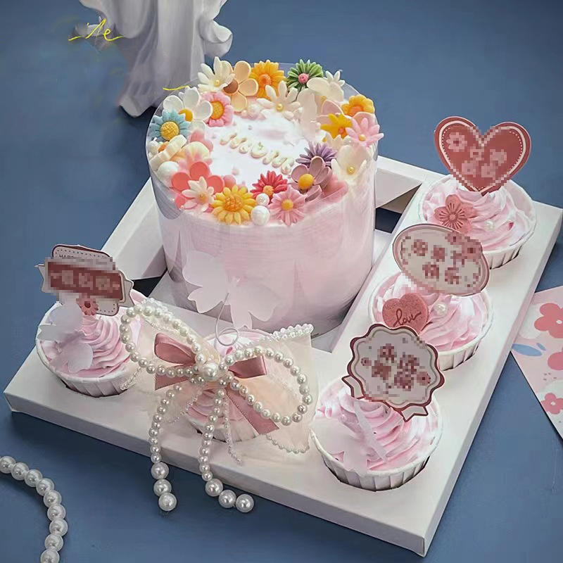 Cup Cake Box Custom Logo Size Paper Folding Wedding Party Transparent Cake Packaging Cupcake Boxes Cake Box with Window