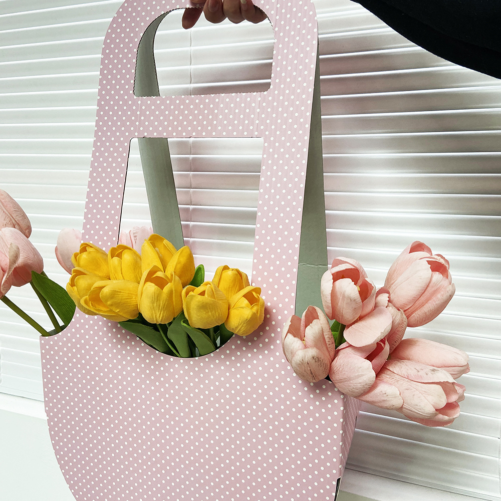 New style Large Decorative Plant And Flower Bouquet Valentines Day Gift Holder Tote Bags Paper Cardboard Corrugated Boxes