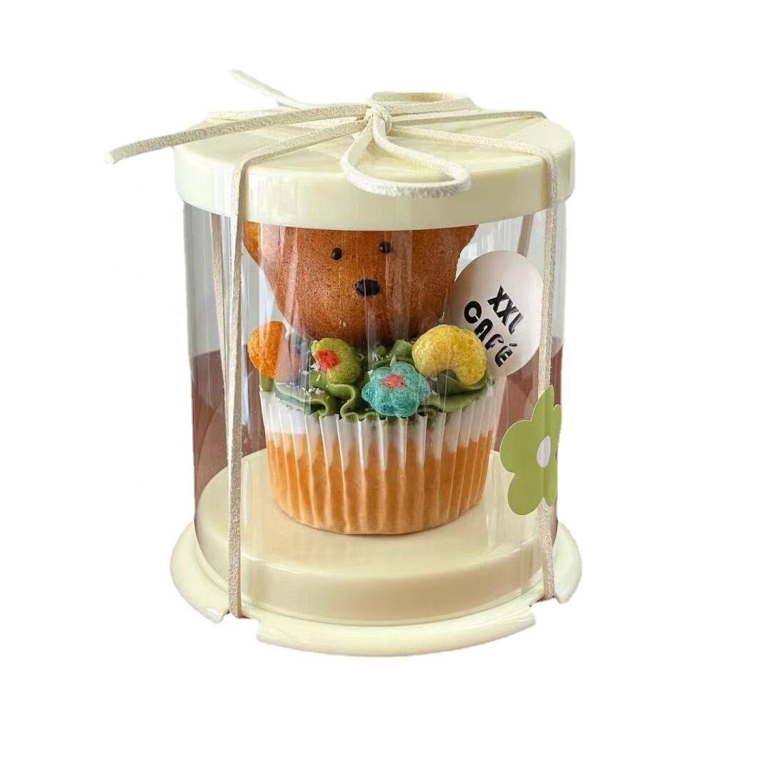 Wholesale MINI Clear Muffin Cupcake Containers Round Cake Box Plastic PVC Food Custom Packing RJ Cupcake Box and Packaging BH194