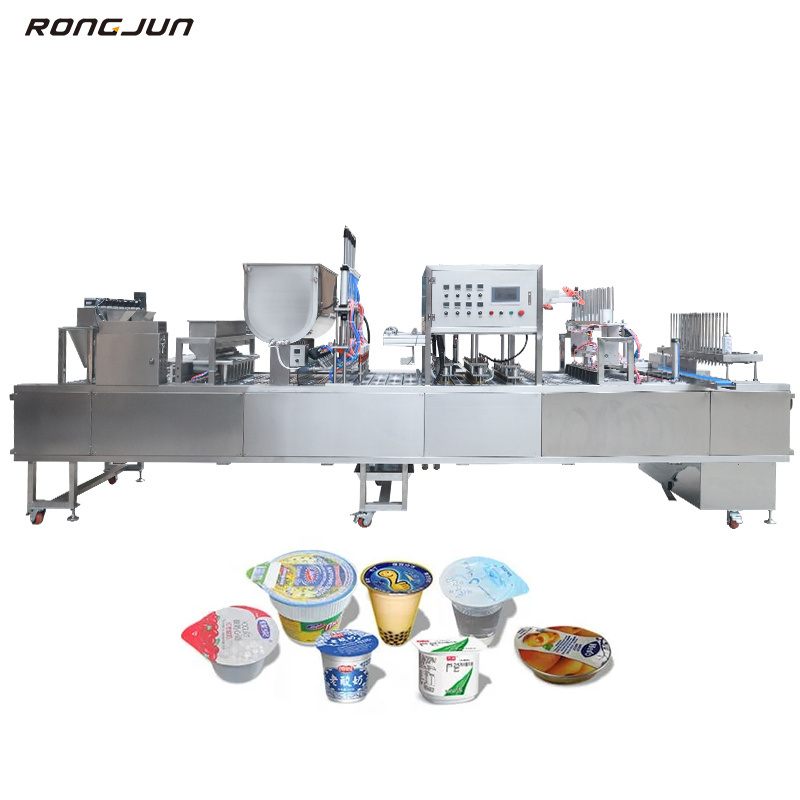 RJBG-4Q Model Automatic yogurt pudding ice cream water jelly cup filling sealing machine yogurt packaging machine