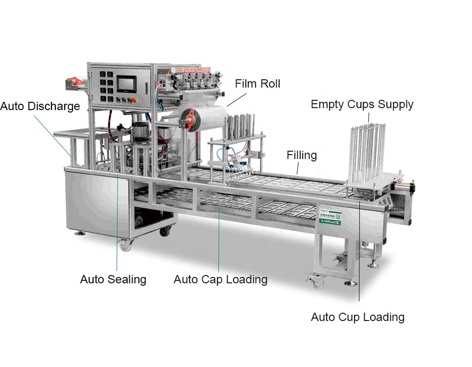 Honey cup filling and sealing machine yogurt cup sealing machine water cup filling sealer