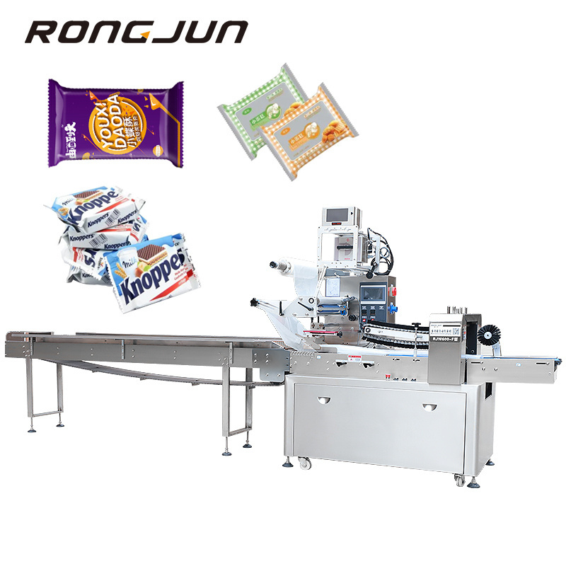 RJ500-F Horizontal Pillow Plastic Film Lettuce Pillow Bag Counting Taffy Candy Chocolate  Wrapping Machine