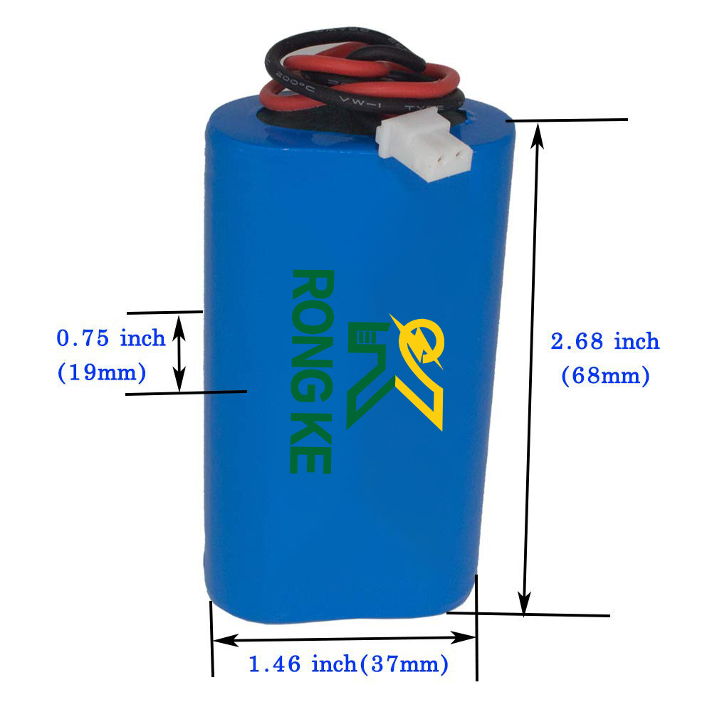 rechargeable Li-ion battery Rongke 7.4V 9600mAh 71.04wh excellent super capacity Lithium Ion battery with Ph 2.54/2P plug-in