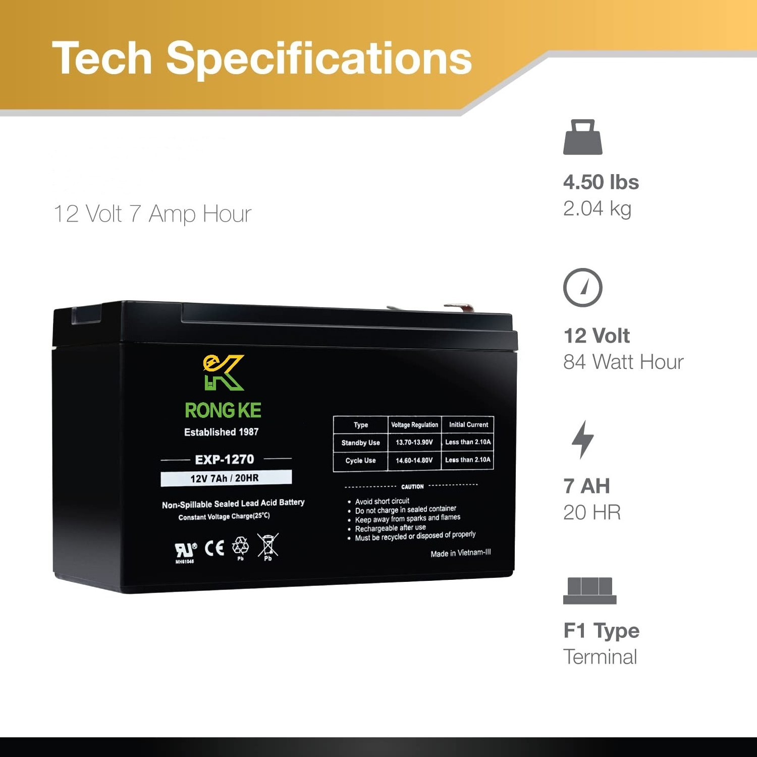 12v 7ah Rechargeable Sealed Lead Acid Battery