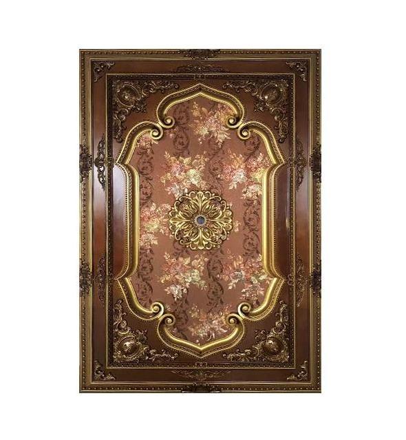 Hot sale PS material artistic golden ceiling tiles medallion panel molding for room decoration