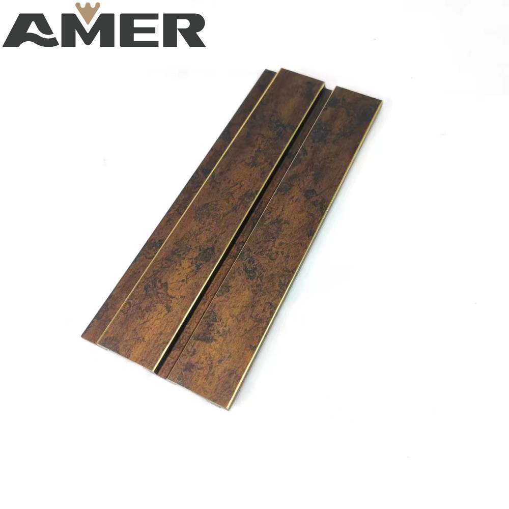 AMER slat 3d ps wall panel fluted  pvc  interior wallpaper decorative shimmer faux stone wall panels