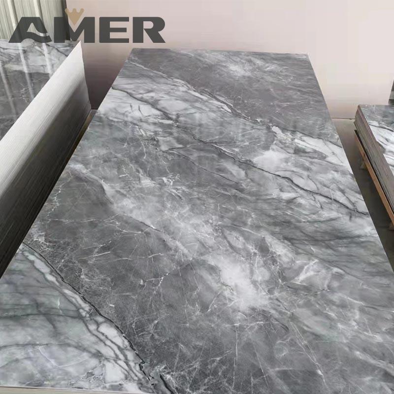 Amer Alternative Laminas De Pvc Tipo Marmol Pvc Marmol Decorativo Carbon Slate Marble Wall Panel Board Pvc Uv Marble Sheet