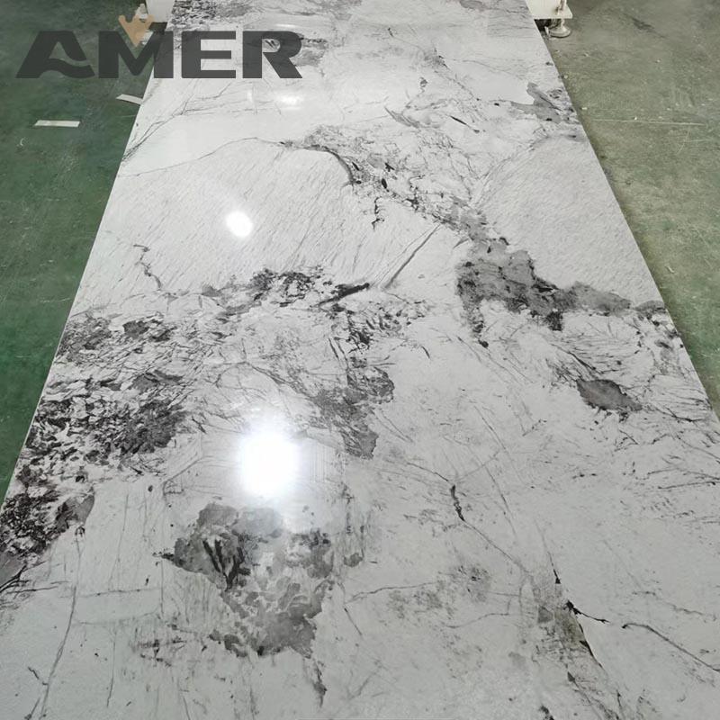 Amer Alternative Laminas De Pvc Tipo Marmol Pvc Marmol Decorativo Carbon Slate Marble Wall Panel Board Pvc Uv Marble Sheet