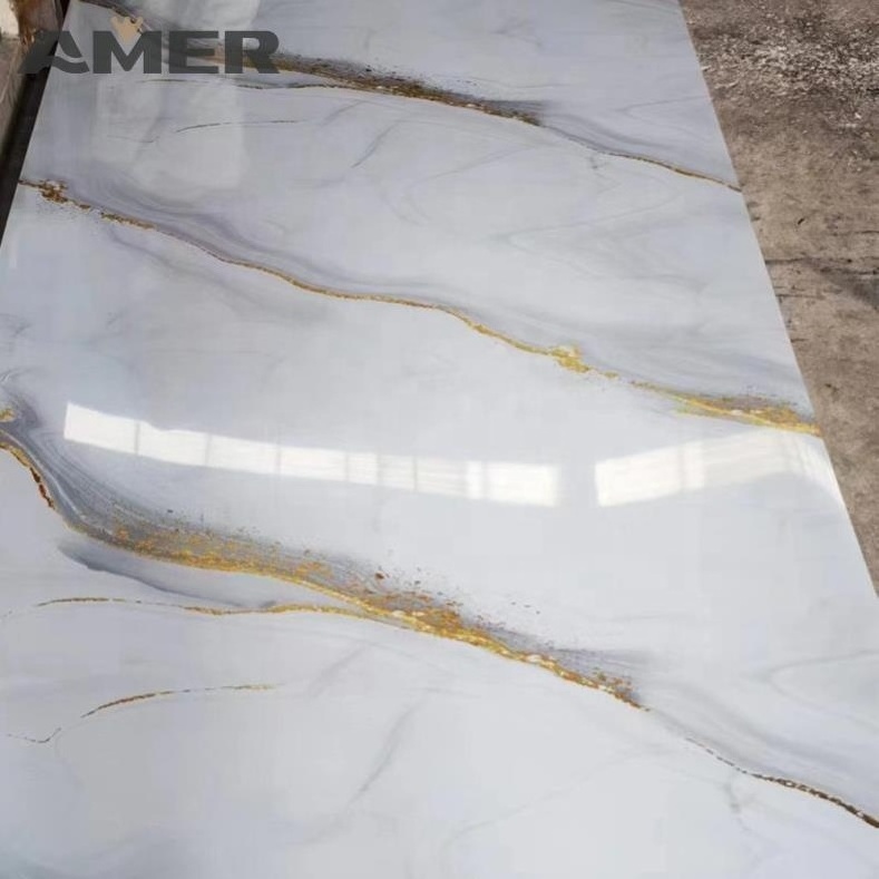 Rongke OEM Factory 1220*2440mm Modern Wall Panels Pvc Wall Panels Boards Uv Marble Plastic Sheet Pvc Wall Panel For Bathroom