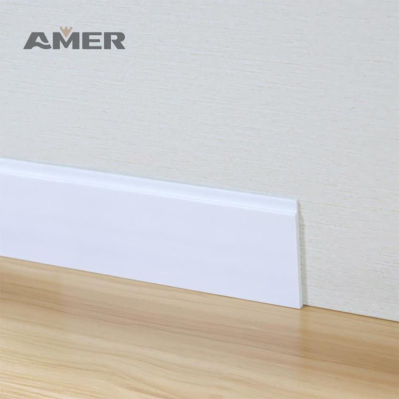 Rongke OEM wall vinyl foam baseboard veneered skirting molding wood profiles for restaurant