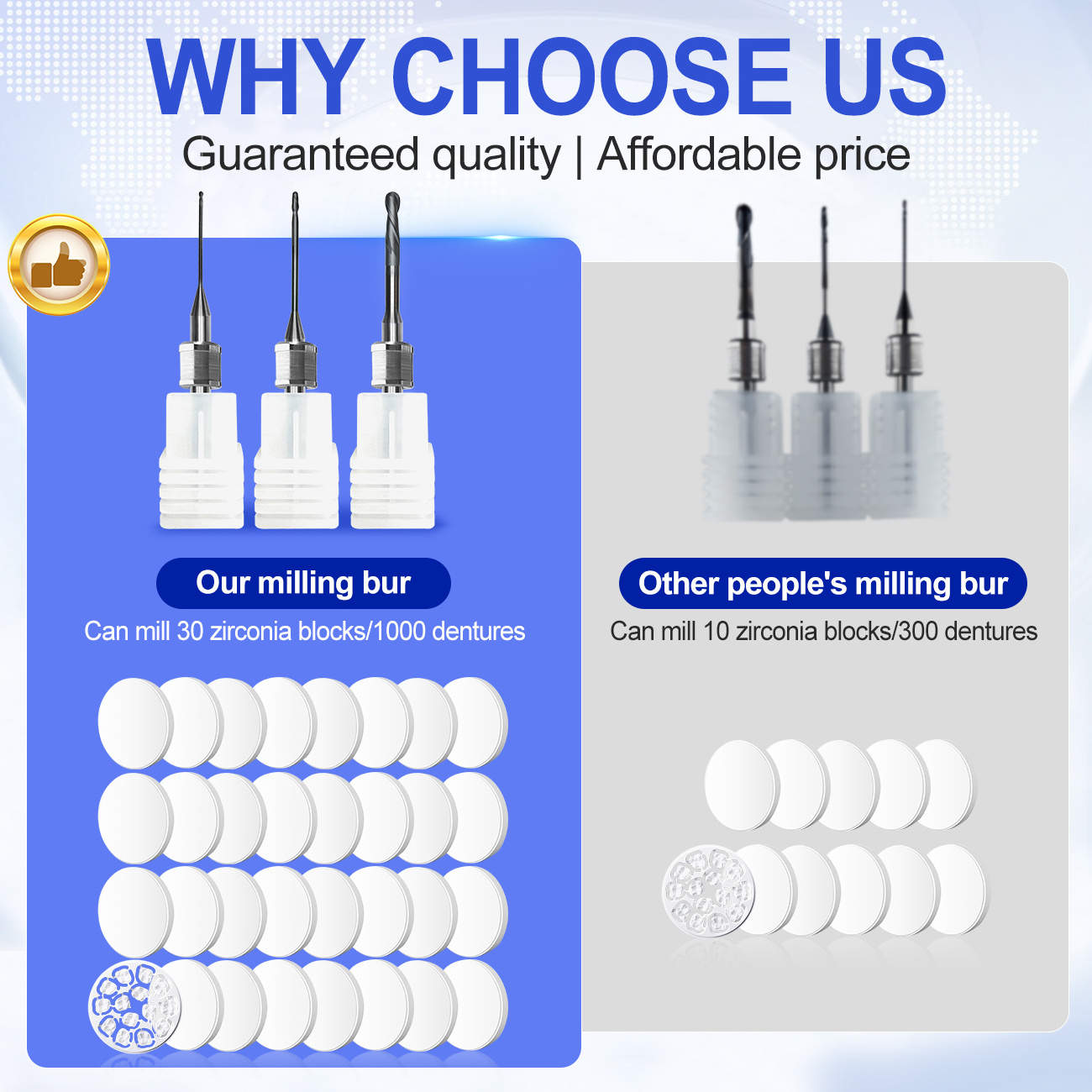 high performance dental consumable  diamond burs dental zirconia milling burs price