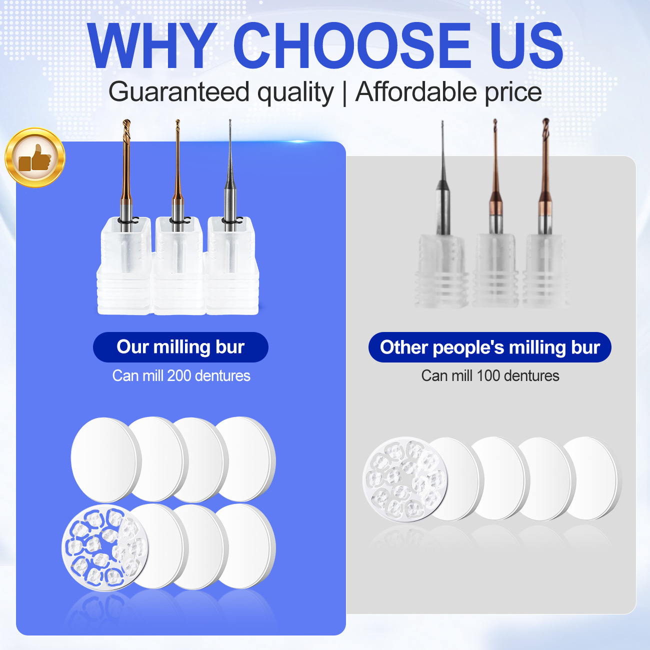 dental milling burs dental milling machine bur dlc coated zirconia milling burs for vhfk4 machines