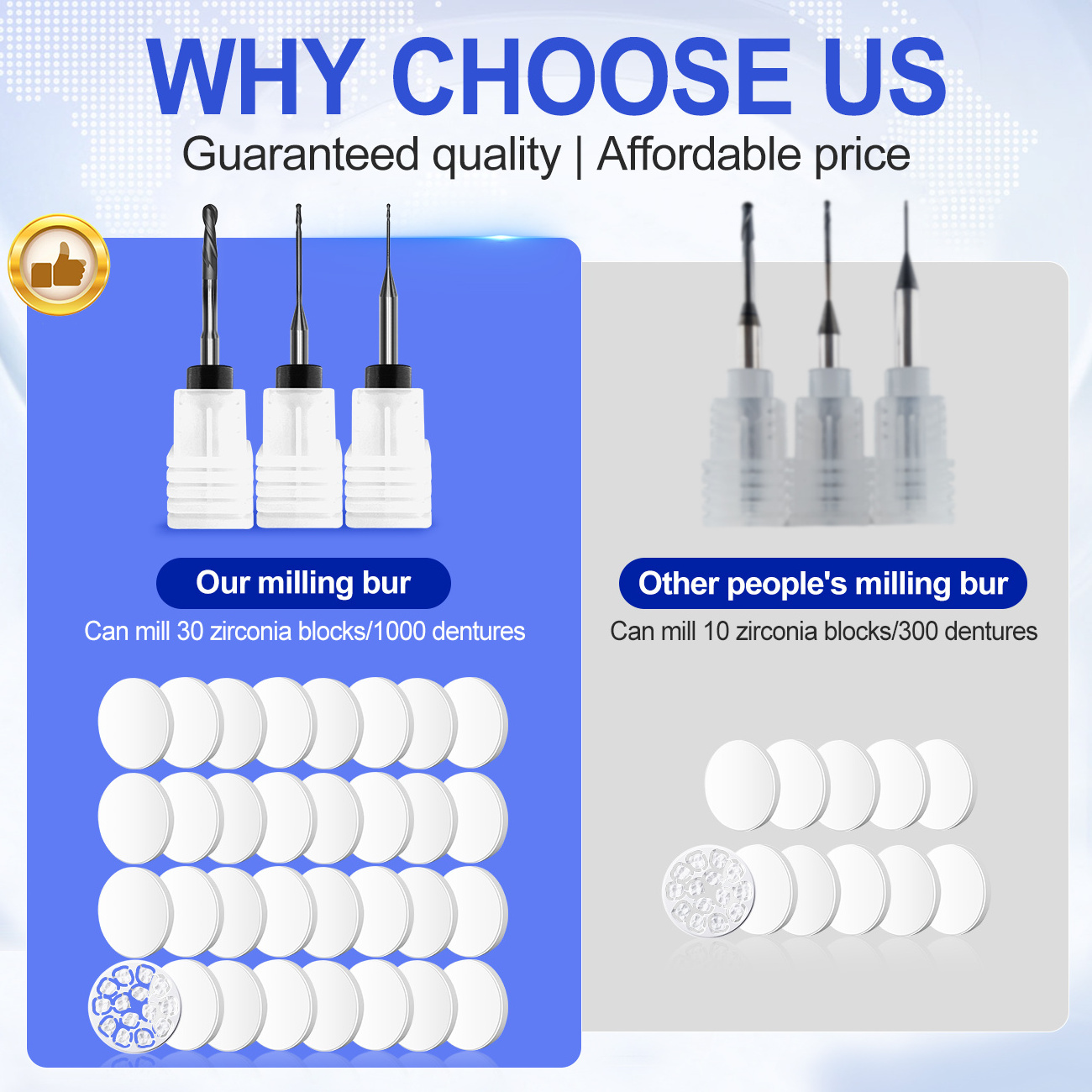 dental cad cam milling burs Upcera-X5 Cutting resin disc zirconia block metal titanium disc