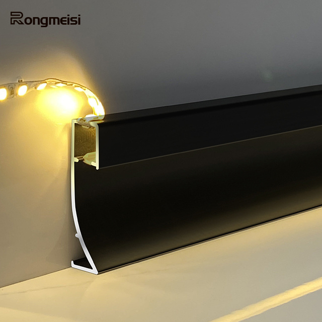 lighted  Aluminium Baseboard Profile 50mm 80mm Decorative Wall Skirting Protector led  Skirting Board with led light