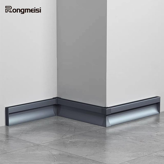 lighted  Aluminium Baseboard Profile 50mm 80mm Decorative Wall Skirting Protector led  Skirting Board with led light