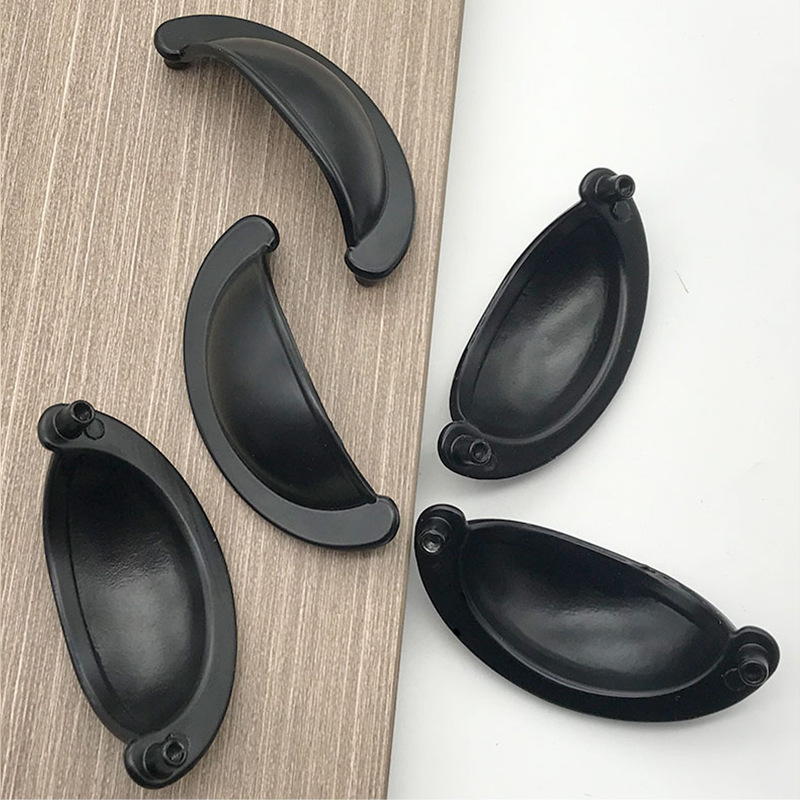 Customize Zinc Handle Drawer Shell Pull Modern Retro Kitchen Hardware Black Furniture Cabinet Door Cabinet Handle Zinc Alloy