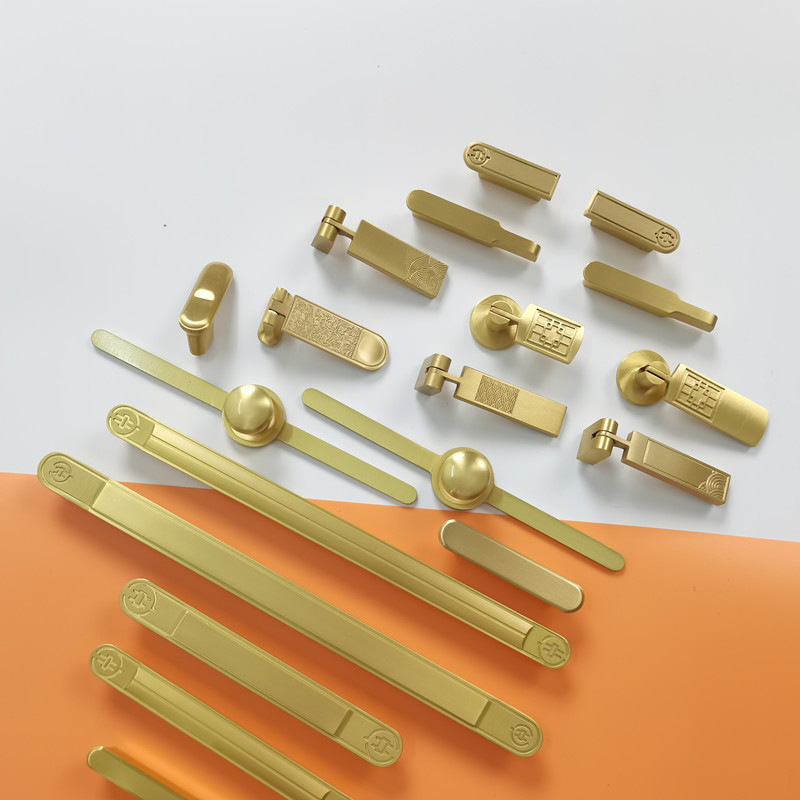 Gold Cabinet Knobs Modern Square Handles Cabinet D-Bar Pulls Brass Kitchen Cabinet Pull And Knob Door Handle Furniture