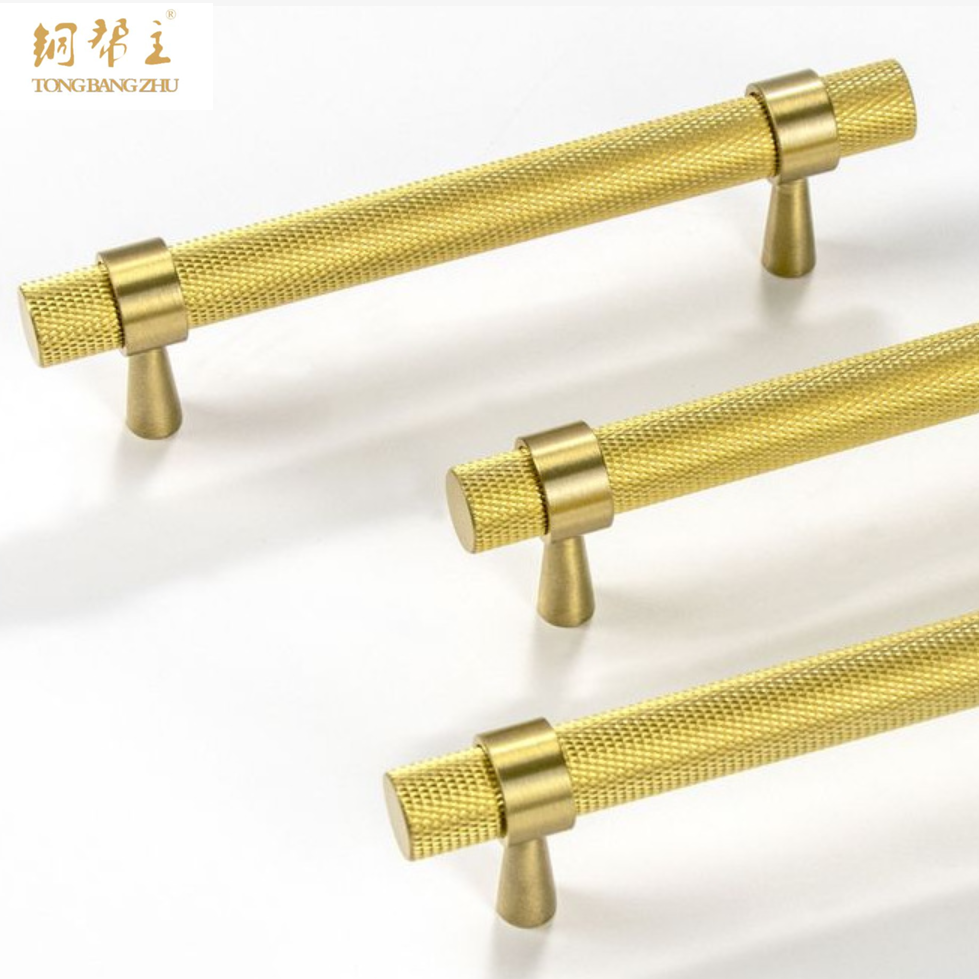 Hot Sale Brass  furniture t bar pull handle Diamond Knurled Cabinet Door Pulls Drawer Handle Knobs T-bar Pull