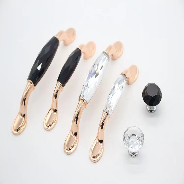 Crystal  Handle European Furniture Drawer Handle Hardware Wardrobe Cabinet Single Hole Crystal Knob doorknob