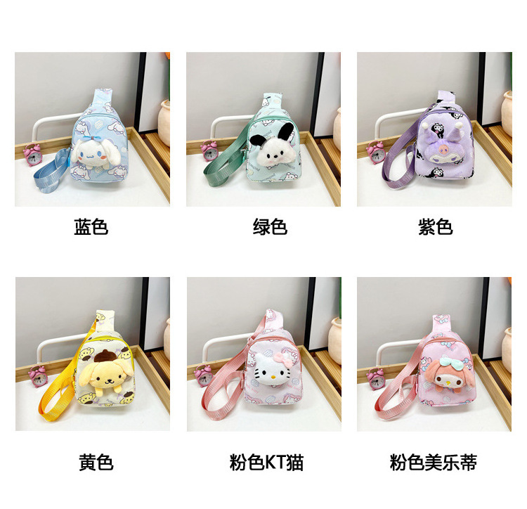 Factory Custom Macaron color Sanrios Kuromi Kawaii Crossbody Bags Fashion Anime  Kids Chest Bag My Melody