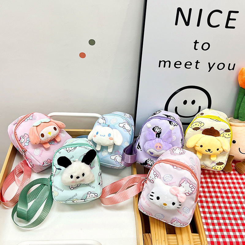 Factory Custom Macaron color Sanrios Kuromi Kawaii Crossbody Bags Fashion Anime  Kids Chest Bag My Melody