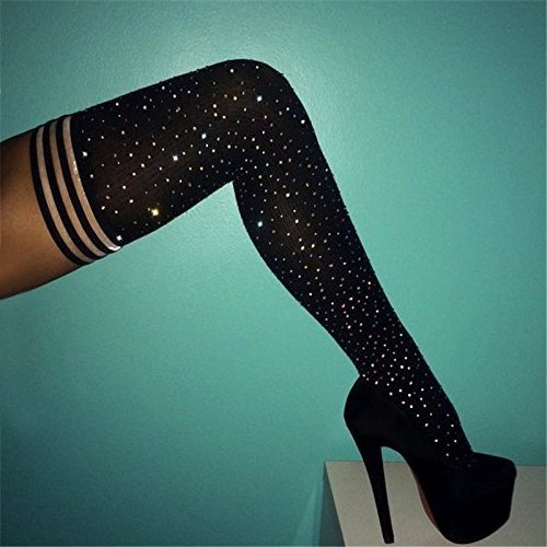 Manufacturer Women's Stripe Sexy Over The Knee High Socks Thigh High Diamond Stockings For Girls