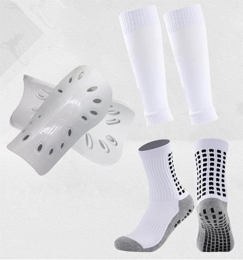 Non Slip Football Soccer Shin Guard Leg Sleeves Pads Anti Slip Socks 3 Pieces Sets