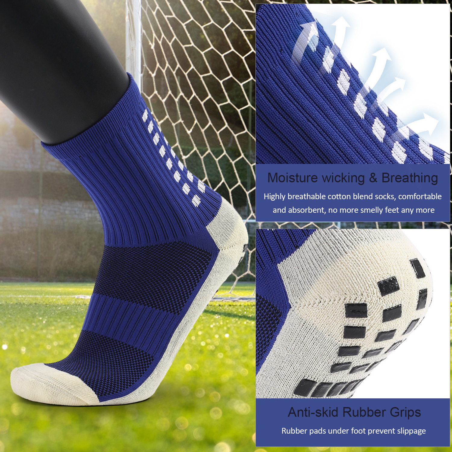 Custom Logo Performance Sports non-slip Athletic Anti Slip Football Soccer Grip Socks for Men