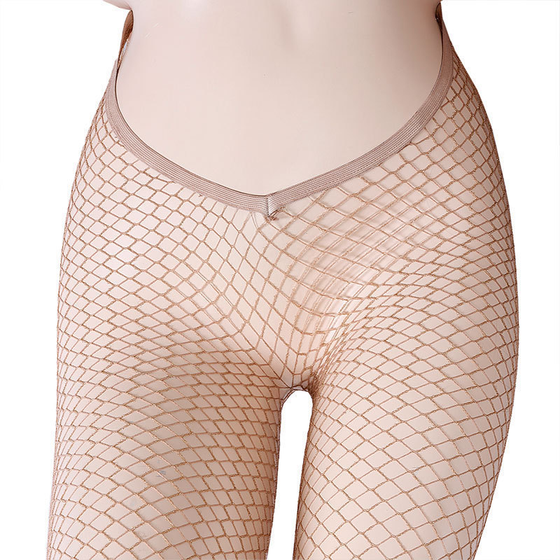 Wholesale Teen Girl Popular v cut Glitter Fishnet Silk Shiny Stockings