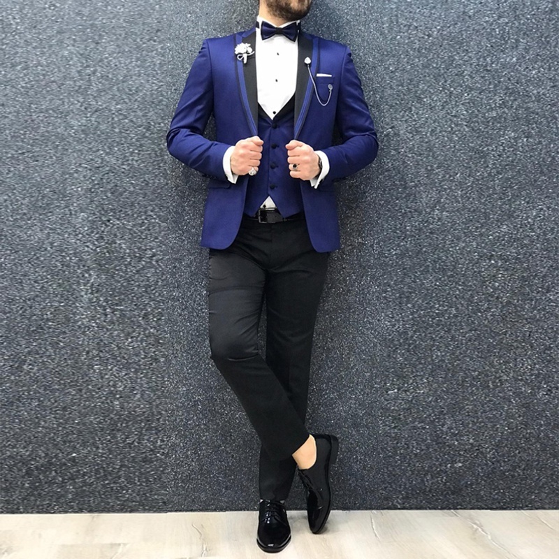 Factory Direct Price Royal Blue Blazer Vest Slim Fit Single Breasted High Quality Tuxedo Brown Men Suit Jacket