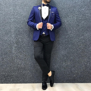 Factory Direct Price Royal Blue Blazer Vest Slim Fit Single Breasted High Quality Tuxedo Brown Men Suit Jacket