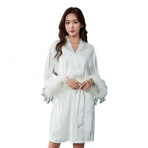 Factory Plus Size Women's Sleepwear Bridal Japanese Robe Kimono Bridesmaids Silk Robes De Chic 2022