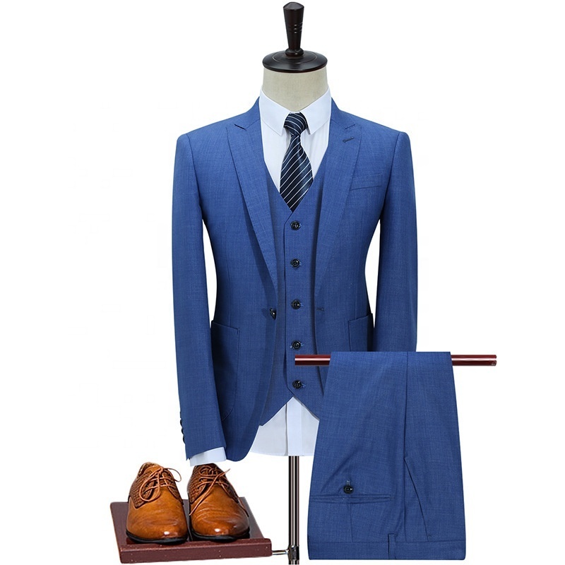 Sky blue Casual Men Suits 2 Pieces Men's Coat Pant Designs Wedding Suit