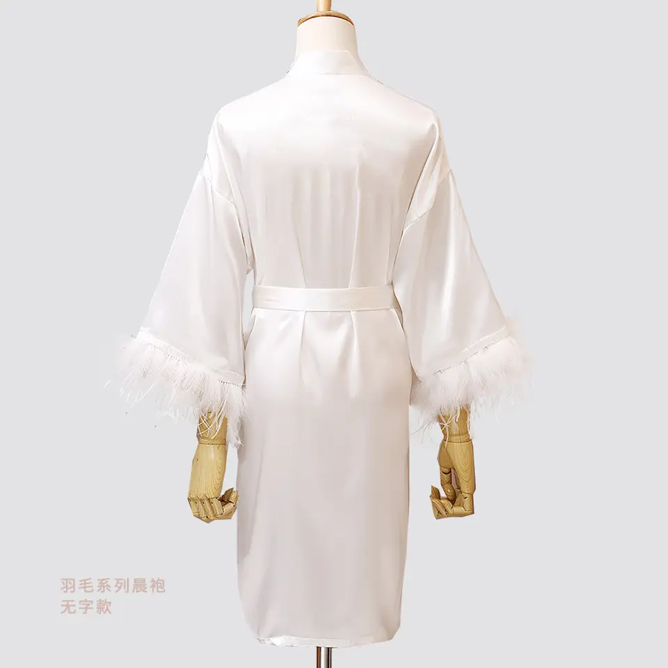 Latest Bridal Wedding Robe With Fur Hem For Bride And Bridesmaid Wear