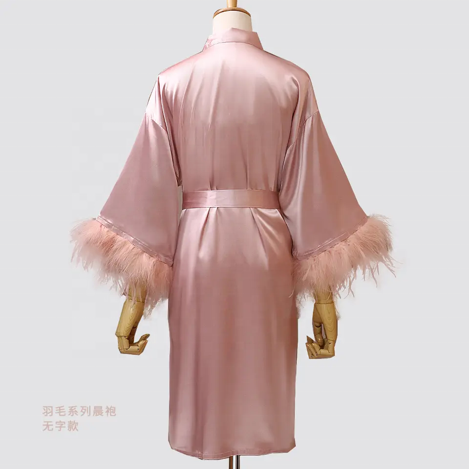 Latest Bridal Wedding Robe With Fur Hem For Bride And Bridesmaid Wear