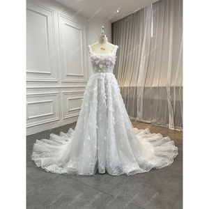 Supplier 3D Flower Beading Lace Wedding Dresses Elegant A Line Soft Tulle Vintage Boat Neckline Bridal Gown Vestidos De Novia