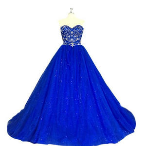 High Quality Blue Ball Gown Wedding Dress With Crystal Beads And Sequin 2022