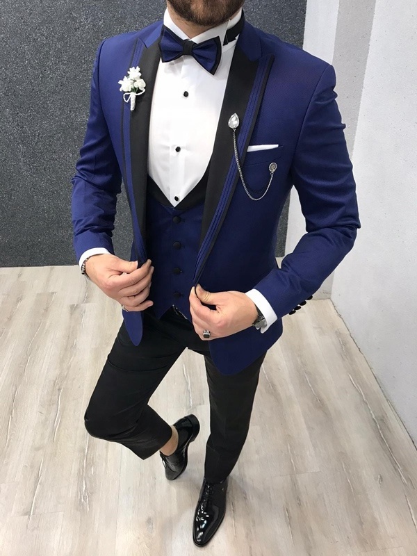 Factory Direct Price Royal Blue Blazer Vest Slim Fit Single Breasted High Quality Tuxedo Brown Men Suit Jacket