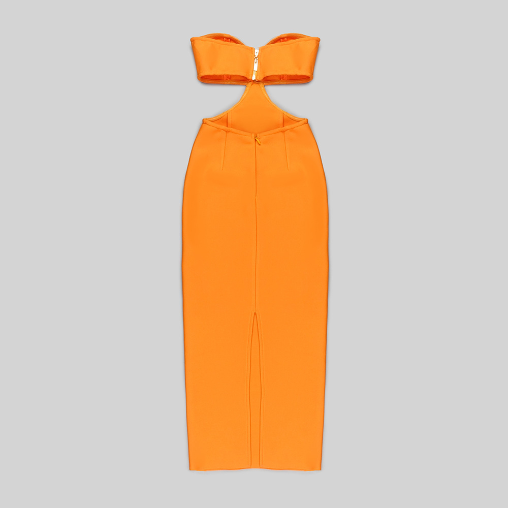 Sexy Orange Color Party Gown Long Prom Evening Dress Woman Dresses Ready To Ship