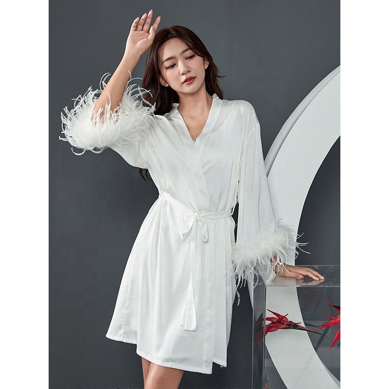 Factory Plus Size Women's Sleepwear Bridal Japanese Robe Kimono Bridesmaids Silk Robes De Chic 2022