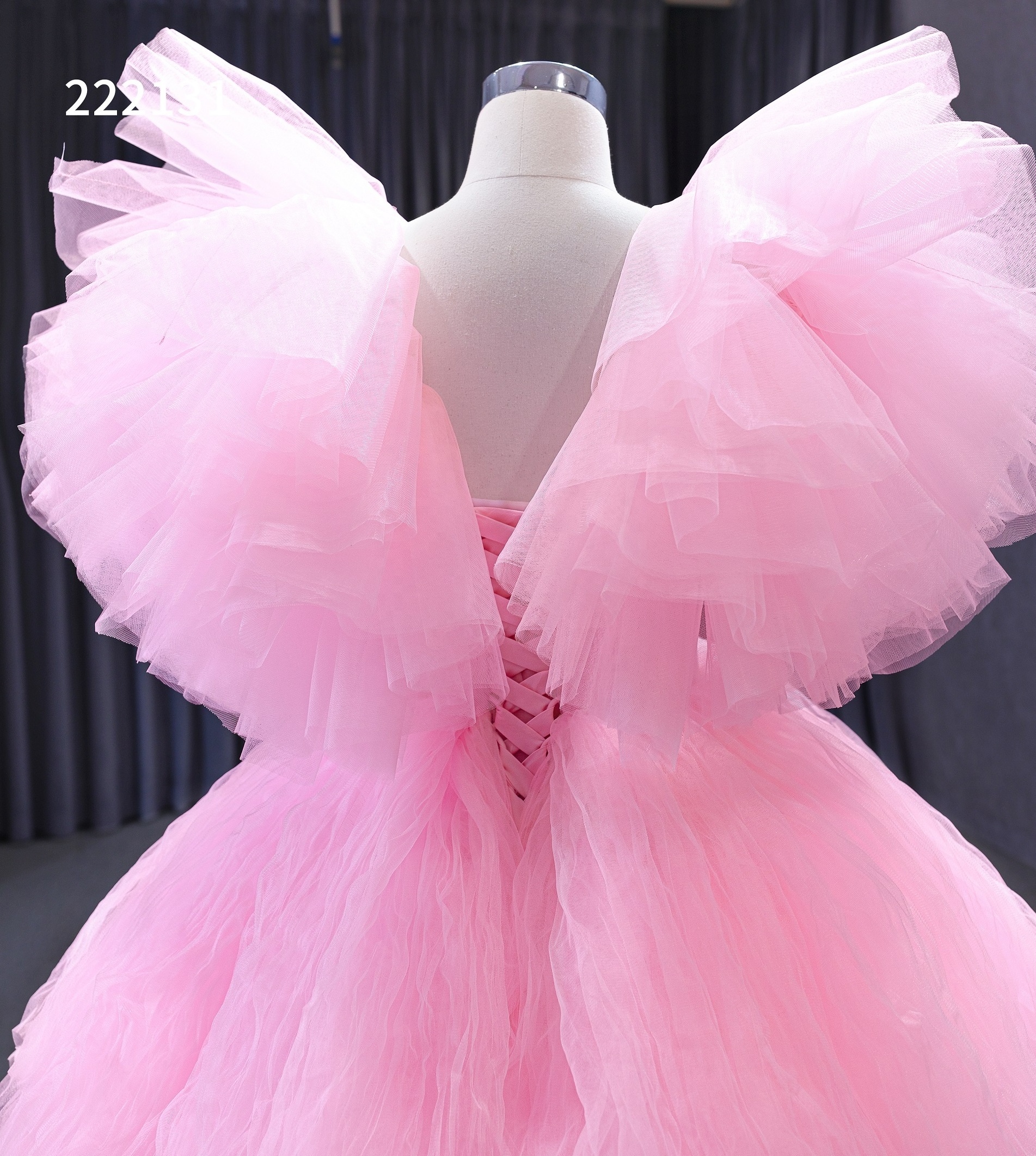 Sexy Girls Short Front Long Back Pleating Neckline Ruffles Tulle Short Front Long Back Dance Party Pink Prom Dresses