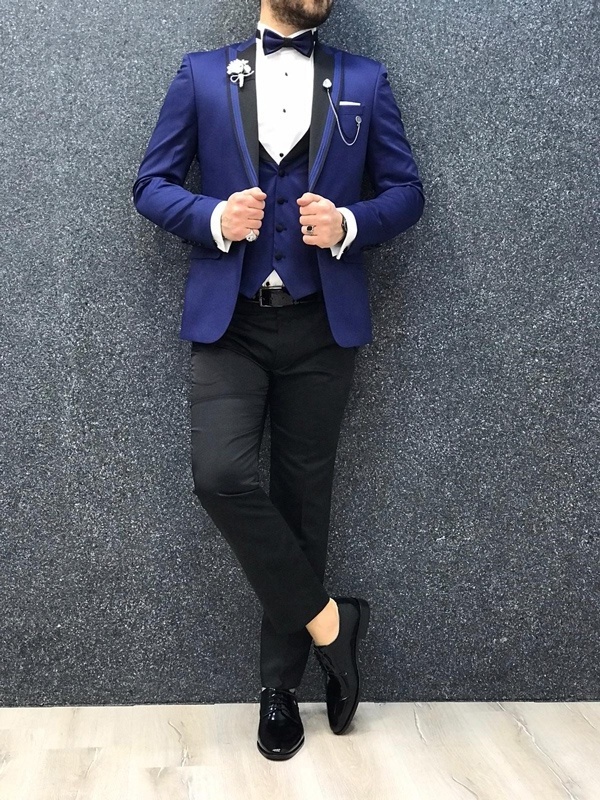 Factory Direct Price Royal Blue Blazer Vest Slim Fit Single Breasted High Quality Tuxedo Brown Men Suit Jacket