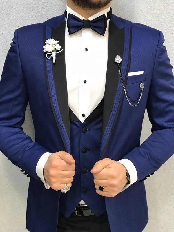 Factory Direct Price Royal Blue Blazer Vest Slim Fit Single Breasted High Quality Tuxedo Brown Men Suit Jacket