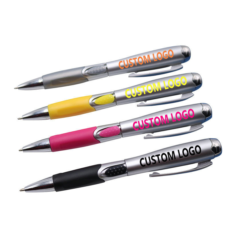 customized Smooth Writing 3 in 1 plastic promotion Stylus Ball Pen with Led Flashlight Torch-custom logo light up ballpoint pen