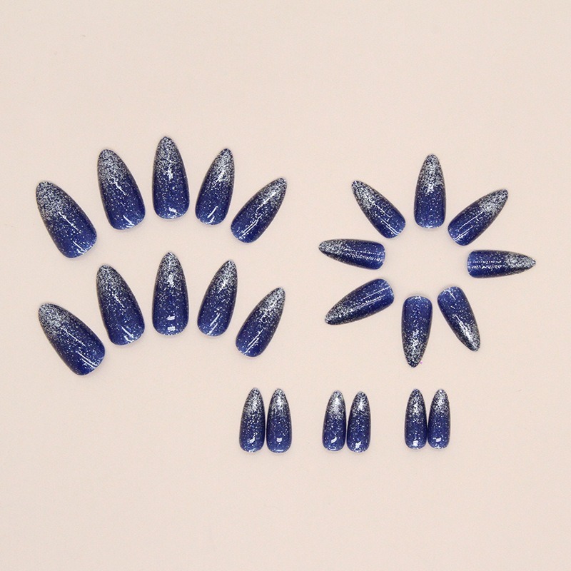 Wholesale 24 acrylic magnetic nail press on cat's eye square French tip  nail press on glue stickers and nail file